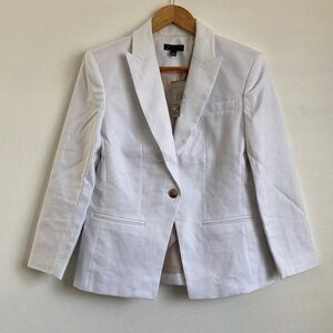 J.Crew Alexandra blazer in stretch‎ linen blend Size 6 Petite White